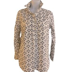 Madewell Popover Shirt - S gray ,white , cotton ,